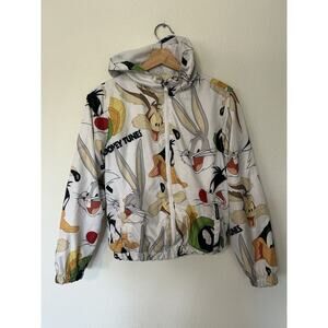 Members Only Looney Tunes Windbreaker All Over Print Youth 14/16 Hooded Zip Kids